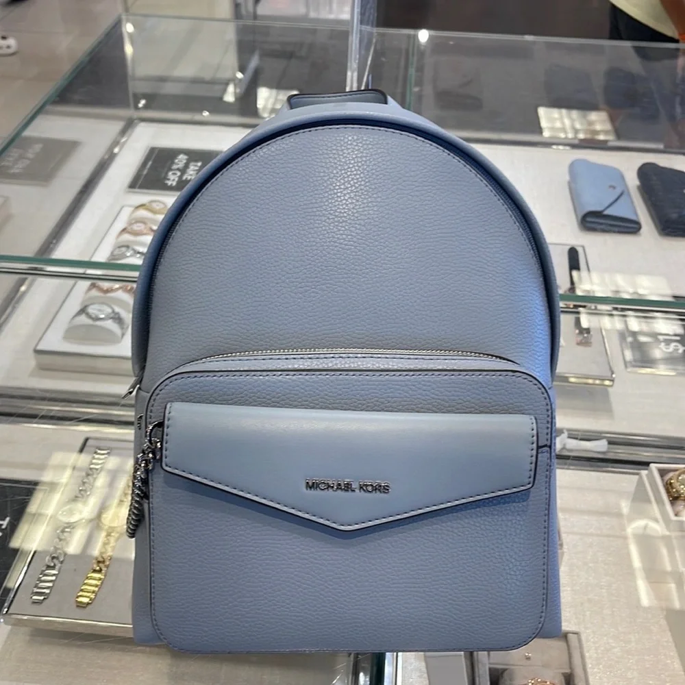 MICHAEL KORS Maisie Medium Pebbled Leather 2-in-1 Backpack Denim NWT